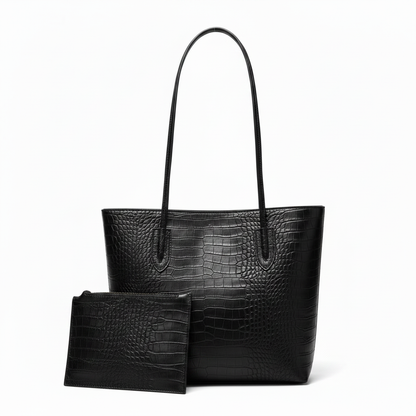 Black Crocodile Bag with Free pouch