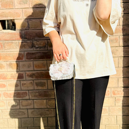 Pearl Handle Black Mini Crossbody Bag